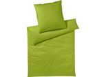 Bettwäsche YES FOR BED "Pure & Simple Uni in Gr. 135x200, 155x220 oder 200x200 cm", grün (limone), B/L: 135cm x 200cm, 1 Stk., 1 Stk., Mako-Satin, B/L: 80cm x 80cm, 2 Stk., Mako-Satin, Obermaterial: 100% Baumwolle, Bettwäsche, Bettwäsche, Bettwäsche aus Baumwolle, zeitlose Bettwäsche mit seidigem Glanz