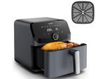 TEFAL Heißluftfritteuse "Tefal EY855B Easy Fry Mega Heißluftfritteuse", grau (edelstahl), B:31cm H:31,5cm T:39,6cm, Fritteusen, 8 voreingestellte Programme, extragroßes Fassungsvermögen, EY855B