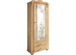 Garderobenschrank OTTO HOME "Adele", beige (gelaugt, geölt), Schränke, Garderobenschrank, mit Spiegel, Breite 63 cm, mit 2 Schubladen, aus massiver Kiefer, FSC