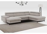 Wohnlandschaft COTTA "Emma U-Form, B: 328 cm", grau (elephant), B:328cm H:97cm T:215cm, Sofas, Wohnlandschaft, mit Kopfteilverstellung, optional Bettfunktion & Bettkasten