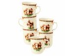 Becher SELTMANN WEIDEN "Becher mit Henkel Marieluise Weihnachtsnostalgie 270 ml 6er Set creme", beige (creme), 6 tlg., Porzellan, Trinkgefäße, Becher
