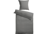 Bettwäsche KINZLER "Damast-Streifen", grau, B/L: 155cm x 220cm, 1 Stk., 1 Stk., Damast, B/L: 80cm x 80cm, 2 Stk., Damast, Obermaterial: 100% Polyester, Bettwäsche, Bettwäsche, aus Mikrofaser