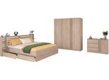 Schlafzimmer-Set PARISOT "Escale 27", braun, ohne Matratze, B/H: 180cm x 200cm, Schlafzimmermöbel-Sets