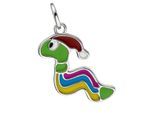 Kettenanhänger JOBO "Anhänger Kinderanhänger Wurm Regenwurm", mehrfarbig, Schmuckanhänger, Mädchen, Silber 925 (Sterlingsilber), Kettenanhänger, 925 Silber bunt emailliert