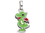 Kettenanhänger JOBO "Anhänger Kinderanhänger Drache grün 13 mm", grün, Schmuckanhänger, Mädchen, Silber 925 (Sterlingsilber), Kettenanhänger, 925 Silber rhodiniert