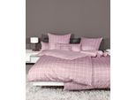 Wendebettwäsche JANINE "modernclassic 39025", pink (kreide, rose), B/L: 155cm x 220cm, 1 Stk., 1 Stk., Mako-Satin, B/L: 80cm x 80cm, 2 Stk., Mako-Satin, Obermaterial: 100% Baumwolle, Bettwäsche, Wendebettwäsche, mit Reißverschluss, 100% Baumwolle, mit Karos und Streifen