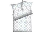 Bettwäsche DYCKHOFF "Strichkreise", blau, B/L: 155cm x 220cm, 1 Stk., 1 Stk., Frottee, B/L: 80cm x 80cm, 2 Stk., Frottee, Obermaterial: 75% Baumwolle, 25% Polyester, Bettwäsche, Bettwäsche, aus Weichfrottier