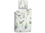Bettwäsche HECKETT & LANE "Zeno", weiß, B/L: 135cm x 200cm, 1 Stk., 1 Stk., Flanell, B/L: 80cm x 80cm, 2 Stk., Flanell, Obermaterial: 100% Baumwolle, Bettwäsche, Bettwäsche, Blätter Design, 100% Baumwolle ab 135x200 cm.