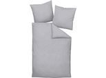 Bettwäsche JANINE "MILANO 45061", grau (platin), B/L: 155cm x 200cm, 1 Stk., 1 Stk., Mako-Satin, B/L: 80cm x 80cm, 2 Stk., Mako-Satin, Obermaterial: 100% Baumwolle, Bettwäsche, Bettwäsche, mit Reißverschluss