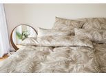 Bettwäsche ELEGANTE "Maison Leaves", natur, B/L: 155cm x 220cm, 1 Stk., 1 Stk., Mako-Satin, B/L: 80cm x 80cm, 2 Stk., Mako-Satin, Obermaterial: 100% Baumwolle, Bettwäsche, Bettwäsche, angenehmes Hautgefühl