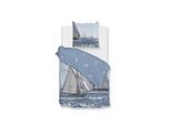 Bettwäsche ZO HOME "Regatta", blau, B/L: 155cm x 220cm, 1 Stk., 1 Stk., Renforcé, B/L: 80cm x 80cm, 1 Stk., Renforcé, Obermaterial: 100% Baumwolle, Bettwäsche, Bettwäsche, Bettwäsche aus 100% Baumwolle, hochwertige Renforcé