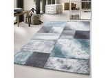 Teppich AYYILDIZ TEPPICHE "Hawaii 1710", blau, B:240cm L:340cm, Kunstfaser, Teppiche, Teppich, Läufer, handgearbeiteter Konturenschnitt, Kurzflor, Wohnzimmer