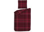 Bettwäsche HECKETT & LANE "Silvan", rot, B/L: 155cm x 220cm, 1 Stk., 1 Stk., Flanell, B/L: 80cm x 80cm, 2 Stk., Flanell, Obermaterial: 100% Baumwolle, Bettwäsche, Bettwäsche, Karo Muster, 100% Baumwolle ab 135x200 cm.