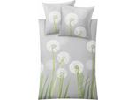 Bettwäsche KLEINE WOLKE "Belfiore", grau, B/L: 155cm x 220cm, 1 Stk., 1 Stk., Mako-Satin, B/L: 80cm x 80cm, 2 Stk., Mako-Satin, Obermaterial: 100% Baumwolle, Bettwäsche, Bettwäsche, mit Pusteblumen