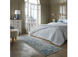 Teppich FLAIR RUGS "Cordelia Vintage", blau, B:60cm H:7mm L:230cm, Kunstfaser, Teppiche, Teppich, aus recyceltem Polyester, Wohnzimmer, Schlafzimmer, Esszimmer