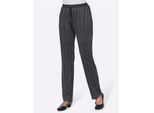 Jerseyhose CLASSIC BASICS, Damen, Gr. 24, Kurzgrößen, schwarz (schwarz, gestreift), 100% Polyester, gemustert, lang, Hosen Jerseyhose