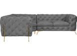 Chesterfield-Sofa HOME AFFAIRE "Amaury L-Form", grau, B:264cm H:75cm T:204cm, Struktur (100% Polyester);Samtoptik (100% Polyester), Sofas, Chesterfield-Sofa, moderne Chersterfield-Optik, Breite 262 cm, Fußfarbe wählbar