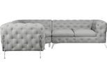 Chesterfield-Sofa HOME AFFAIRE "Amaury L-Form", silber, B:264cm H:75cm T:204cm, Struktur (100% Polyester);Samtoptik (100% Polyester), Sofas, Chesterfield-Sofa, moderne Chersterfield-Optik, Breite 262 cm, Fußfarbe wählbar