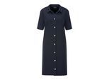 Jerseykleid GOLDNER "Kurzgröße Polokleid in maritimen Look", Damen, Gr. 20, K-Gr, blau (marine), Obermaterial: 70% Polyester PES. 24% Viskose CV. 6% Elasthan EL., figurumspielend, Kleider Jerseykleid, stretchbequeme Jerseyware