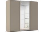 Kleiderschrank RAUCH "Schwebetürenschrank Schrank Garderobe Ankleide Schlafzimmer TARO", beige (fango, griffleisten fango), B:242cm H:223cm T:69cm, Holzwerkstoff, Schränke, Kleiderschrank, 4 Breiten, optional Passepartout mit/ohne Beleuchtung MADE IN GERMANY