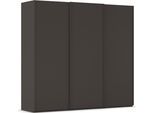 Kleiderschrank RAUCH "Schwebetürenschrank Schrank Garderobe Ankleide Schlafzimmer TARO", graphit, griffleisten graphit, B:242cm H:223cm T:69cm, Holzwerkstoff, Schränke, Kleiderschrank, 4 Breiten, optional Passepartout mit/ohne Beleuchtung MADE IN GERMANY