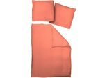 Bettwäsche ADAM "Uni Collection light", orange, B/L: 135cm x 200cm, 1 Stk., 1 Stk., Renforcé, B/L: 80cm x 80cm, 2 Stk., Renforcé, Obermaterial: 100% Baumwolle, Bettwäsche, Bettwäsche, aus 100 % Bio-Baumwolle, 2 teilig - Bettwäsche Set