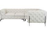 Chesterfield-Sofa HOME AFFAIRE "Amaury L-Form", beige, B:264cm H:75cm T:204cm, Struktur (100% Polyester);Samtoptik (100% Polyester), Sofas, Chesterfield-Sofa, moderne Chersterfield-Optik, Breite 262 cm, Fußfarbe wählbar