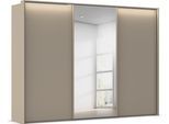 Kleiderschrank RAUCH "Schwebetürenschrank Schrank Garderobe Ankleide Schlafzimmer TARO", beige (fango, griffleisten fango), B:309cm H:226cm T:70cm, Holzwerkstoff, Schränke, Kleiderschrank, 4 Breiten, optional Passepartout mit/ohne Beleuchtung MADE IN GERMANY