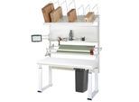 Rau Packtischsystem 06 Werbank-Serie adlatus 600, B 1500 x T 900 x H 740-1140 mm, HPL-Platte, bis 600 kg
