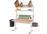 Rau Packtischsystem 04 Werktisch-Serie adlatus 300, B 2000 x T 1000 x H 720-1120 mm, Buche-Massivholzplatte, bis 300 kg