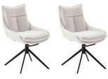 Esszimmerstuhl MCA FURNITURE "PARKER", beige (creme, schwarz, creme), B:57cm H:85cm T:65cm, Polyester, Stühle, Esszimmerstuhl, (2er-Set), drehbar 360, Dreh- & Schwingfunktion, Belastbarkeit 120 kg
