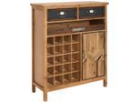Landscape Barschrank, Natur, Schwarz, Holz, Metall, Textil, Keramik, Tanne, massiv, 6 Fächer, 3 Schublade(n) Schubladen, 80x93x32 cm, Esszimmer, Barmöbel, Barschränke & Theken