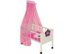 Puppenbett ROBA "Happy Fee", beige (natur, pink), Puppenmöbel, KinderB:57cm T:31cm, mit Himmel, B:57cm T:31cm