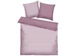 Bettwäsche TOM TAILOR HOME "MEDIUM STRIPES in Gr. 135x200cm, 155x220cm oder 200x220cm", lila (cozy mauve, crisp weiß), B/L: 135cm x 200cm, 1 Stk., 1 Stk., Renforcé, B/L: 80cm x 80cm, 2 Stk., Renforcé, Obermaterial: 100% Baumwolle, Bettwäsche, Bettwäsche, new bedroom, mit farbigem Markenreißverschluss