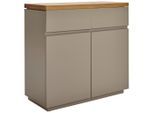 Mid.you Schuhschrank, Grau, Eiche, Holzwerkstoff, furniert, 2 Fächer, 86x85x40 cm, Garderobe, Schuhaufbewahrung, Schuhschränke
