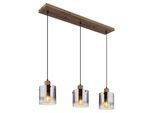 GLOBO LIGHTING Hängeleuchte "UNDERWOOD", grau (holzoptik dunkel), H: 120cm, 1 Stk., Leuchten, Hängelampe Esszimmer-Leuchte Esstischleuchte Wohnzimmer, Hängeleuchte