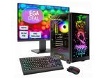 GAMEMAX Gaming-PC-Komplettsystem "MegaDeal Rockstar 2735 AMD Ryzen 5 5500 16GB 480GB SSD RTX 5060", Energieeffizienz: E (A-G), schwarz, Microsoft Windows 11 Home (64 Bit), 16 GB RAM 480 GB SSD, Computer_Komplettsysteme, Windows 11 + MSI PRO MP2412 Monitor 60cm (24")