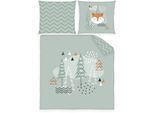 Babybettwäsche BABY BEST "babybest Nordic Forest", bunt, B/L: 80cm x 80cm, 1 Stk., 1 Stk., Renforcé, B/L: 35cm x 40cm, 2 tlg., Renforcé, Obermaterial: 100% Baumwolle, Bettwäsche, mit Wendefunktion
