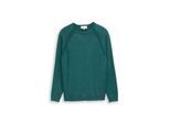 TOM TAILOR Herren Strickpullover aus Baumwolle, grün, Uni, Gr. M