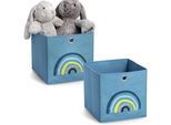 Organizer ZELLER PRESENT "Blue Rainbow", blau, B:28cm H:28cm T:28cm, Vlies, Aufbewahrungsboxen, Aufbewahrungsbox, kompakt zusammenklappbar, Vlies