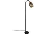 REALITY LEUCHTEN Stehlampe "BIDAR, Stehleuchte Höhe 147 cm mit Fußschalter, exkl 1x E27 max 10W", gold, 1, Ø 22cm H: 147cm, 1 Stk., Leuchten, Metall-Lampenschirm mit Lasercut Muster und Holz-Dekoelement, Stehlampe