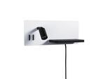 PAULMANN LED Wandleuchte "Serra 2700K 650lm / 200lm 230V 5,5 / 1x2,6W", schwarz-weiß (weiß, schwarz, bettleuchte für rechte seite), 1, H: 12cm, 1 Stk., Leuchten, Bettleuchte, USB C, dimmbar, LED Wandleuchte
