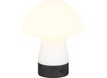 REALITY LEUCHTEN LED Tischleuchte "DOOLEY, Akku LED Tischlampe aus Glas, Höhe 18 cm Ø 14cm, IP20 1,5W LED", weiß matt, 1, Ø 14cm H: 18cm, 1 Stk., Leuchten, 140 Lumen 3000K warmweiß, Touchdimmer, USB-Ladeanschluss, LED Tischleuchte