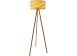NÄVE Stehlampe "Finja", braun (natur), 1, Ø 40cm H: 148cm, 1 Stk., Leuchten, Dreibein, Schirm rund, Holzoptik mehrschichtig durchbrochen, Stehlampe