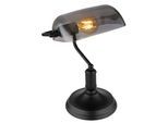 GLOBO LIGHTING Schreibtischlampe "ANTIQUE", schwarz (schwarz matt rauchglas), 1, 1 Stk., Leuchten, Klassische Schreibtischleuchte, Antik-look Tischleuchte, Bankerlamp, Schreibtischlampe