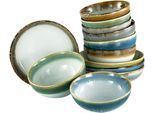 Schale CREATABLE "Cascade, Bowl Set 12-tlg", bunt, Steinzeug, Schüsseln, Schale, Rekativglasur, Healthy Food