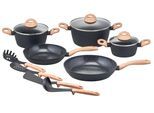 Topf-Set MY HOME "Genlis", braun (schwarz, braun), Töpfe, Topf-Set, Kochtopf-Set im modernen Design mit formschönen Soft-Touchgriffen
