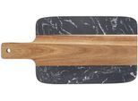 Schneidebrett "Atami", schwarz, B:37cm H:1cm L:18cm, Akazienholz, Massivholz, SCHÖNER WOHNEN-KOLLEKTION, Schneidebretter, Schneidebrett, Küchenbrett mit Griff, massives Akazienholz und Marmor, Servierbrett