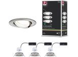 PAULMANN LED Einbauleuchte "LED Einbauleuchte Nova Coin rund 84mm 50", silber (edelstahlfarben), 3, Ø 8,4cm, 3 Stk., Leuchten, LED Einbauleuchte