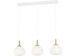 EGLO Hängeleuchte "SUMMERHILL Pendellampe - Stahl, Holz - E27 - 3X40W - IP20", weiß, braun, 3, H: 110cm, 1 Stk., Leuchten, Hängelampe, Deckenlampe, Wohnzimmer, Esszimmer, L92,5 x B22,5 x H110cm, Hängeleuchte